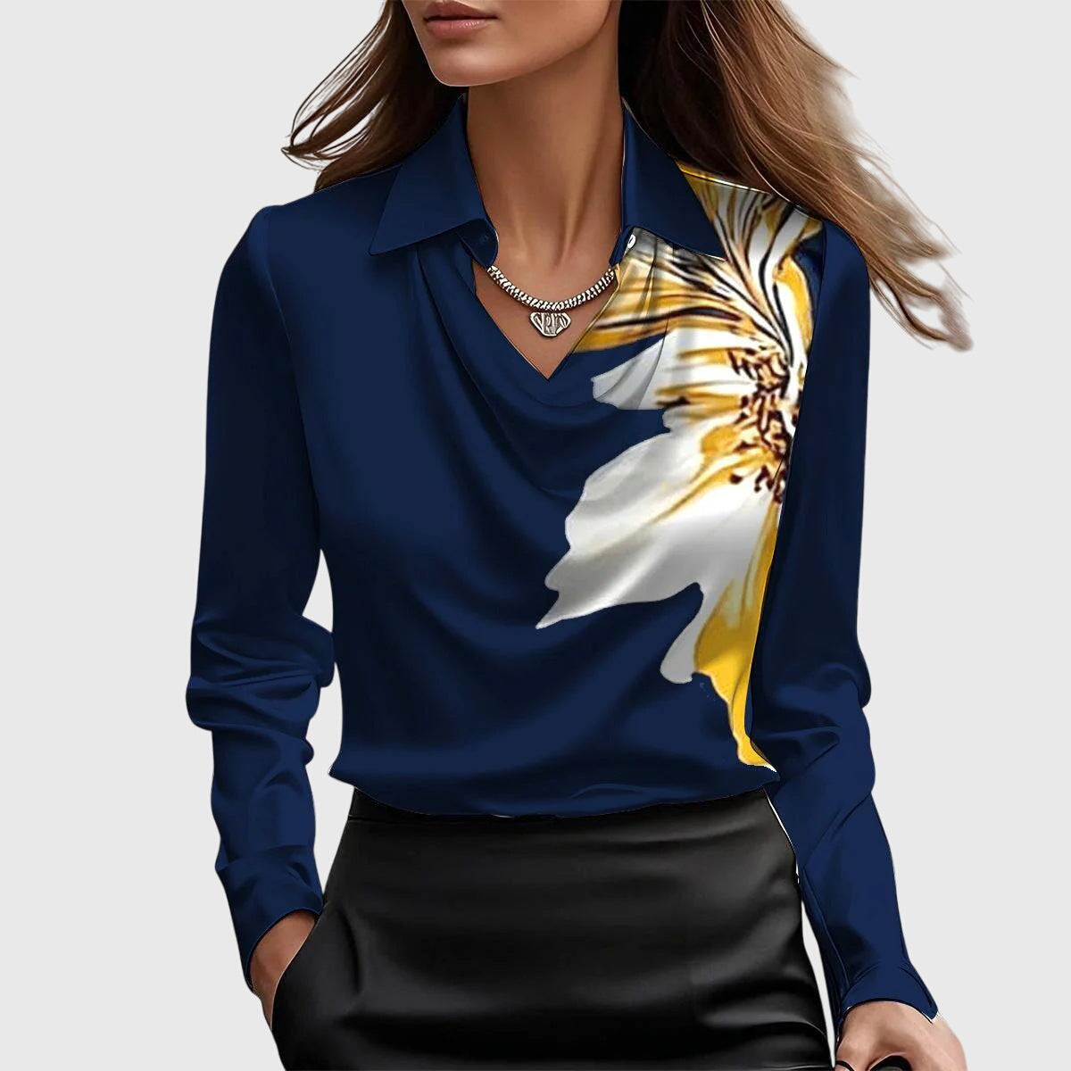 Image of Lena | Women's Long Sleeve Cowl Neck Blouse