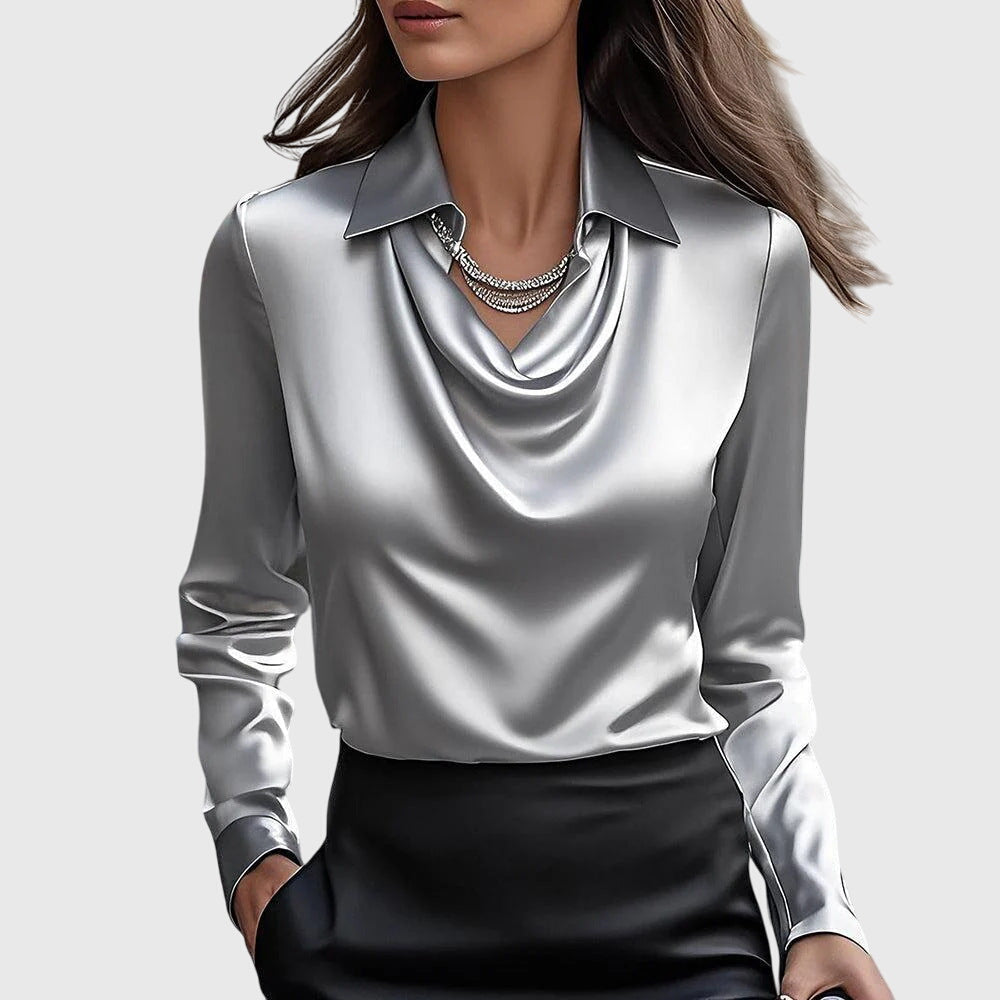 Image of Lena | Women's Long Sleeve Cowl Neck Blouse