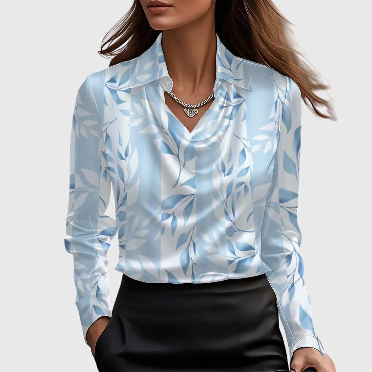 Image of Lena | Women's Long Sleeve Cowl Neck Blouse