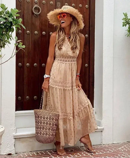 Image of Lena | Women's Sleeveless A-Line Maxi Dress