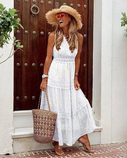 Image of Lena | Women's Sleeveless A-Line Maxi Dress