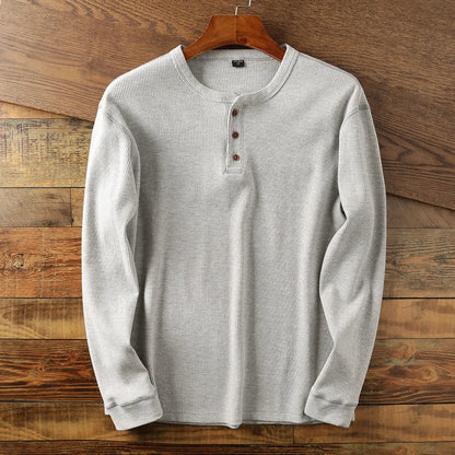 Leonhard | Men's Rib-Knit Long-Sleeve Henley T-Shirt