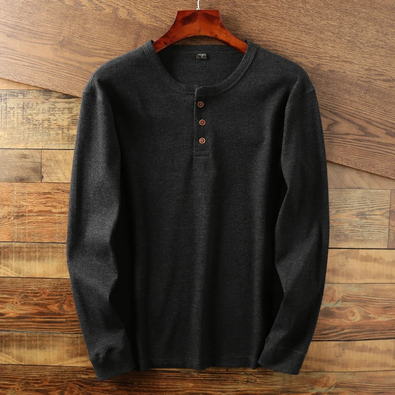 Leonhard | Men's Rib-Knit Long-Sleeve Henley T-Shirt