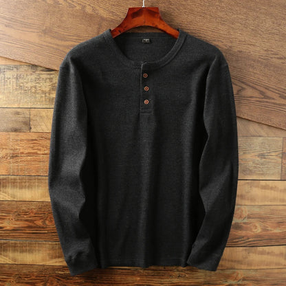 Leonhard | Men's Rib-Knit Long-Sleeve Henley T-Shirt