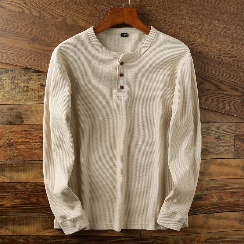 Leonhard | Men's Rib-Knit Long-Sleeve Henley T-Shirt
