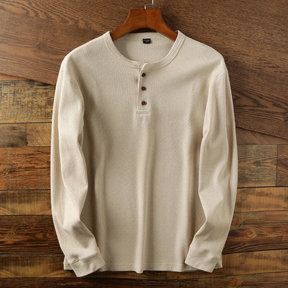Leonhard | Men's Rib-Knit Long-Sleeve Henley T-Shirt
