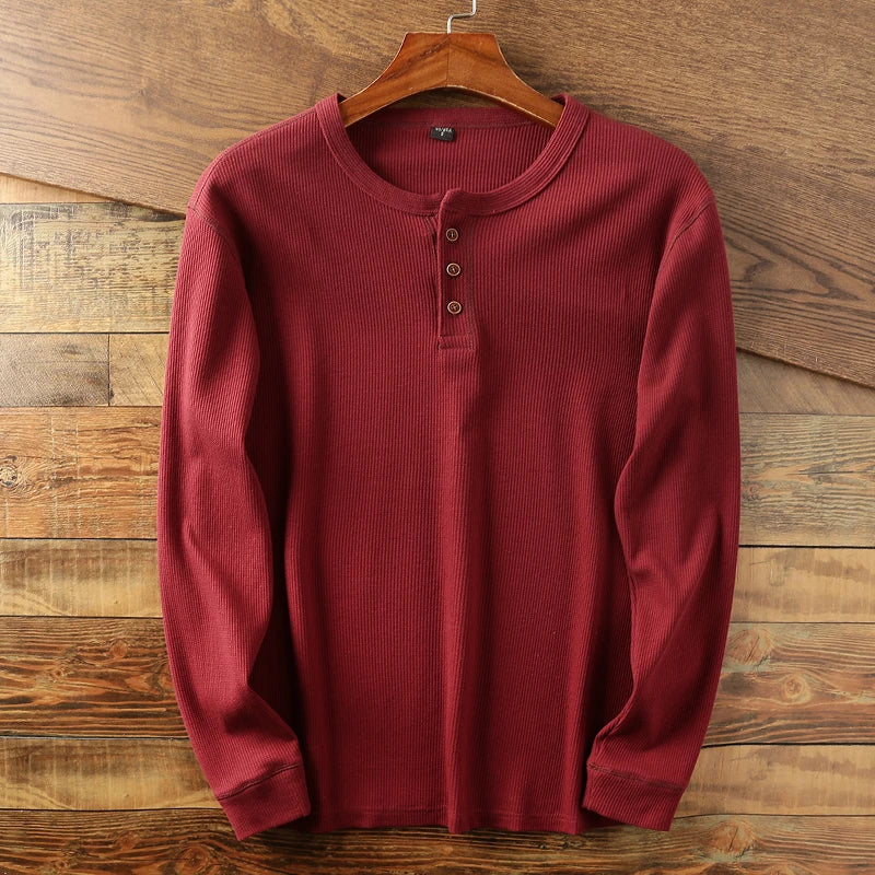 Leonhard | Men's Rib-Knit Long-Sleeve Henley T-Shirt
