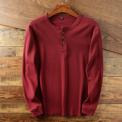 Leonhard | Men's Rib-Knit Long-Sleeve Henley T-Shirt