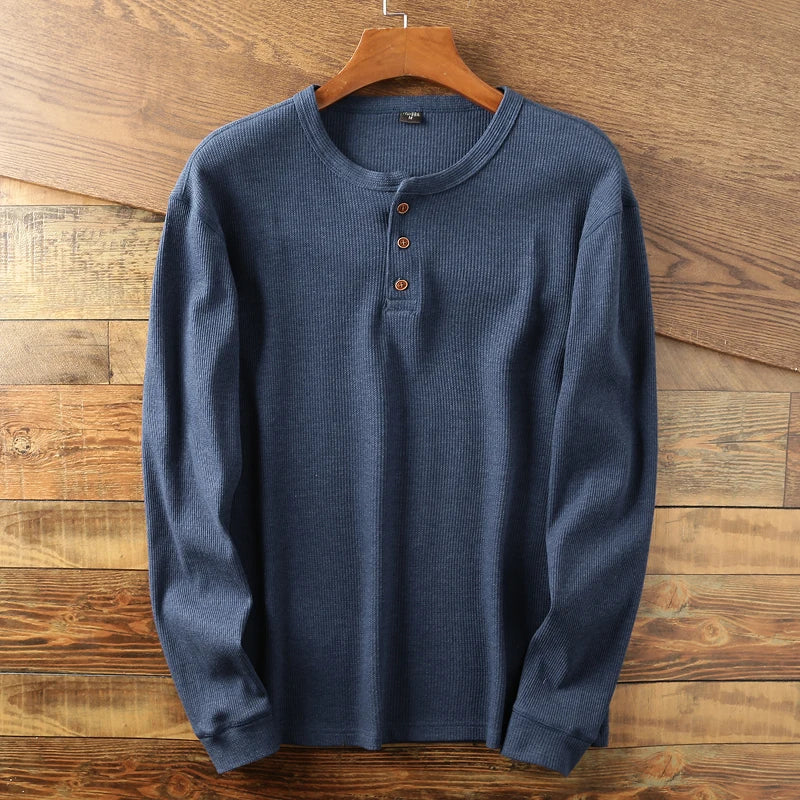 Leonhard | Men's Rib-Knit Long-Sleeve Henley T-Shirt