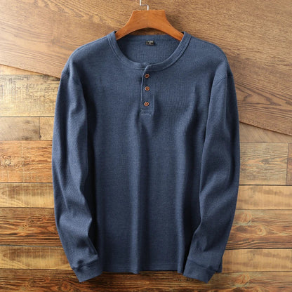 Leonhard | Men's Rib-Knit Long-Sleeve Henley T-Shirt