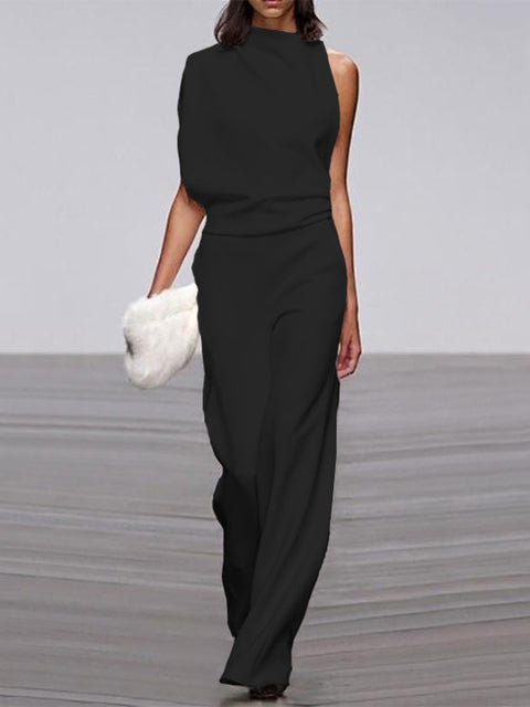 Image of Libby | Women's One Shoulder Wide Leg Jumpsuit