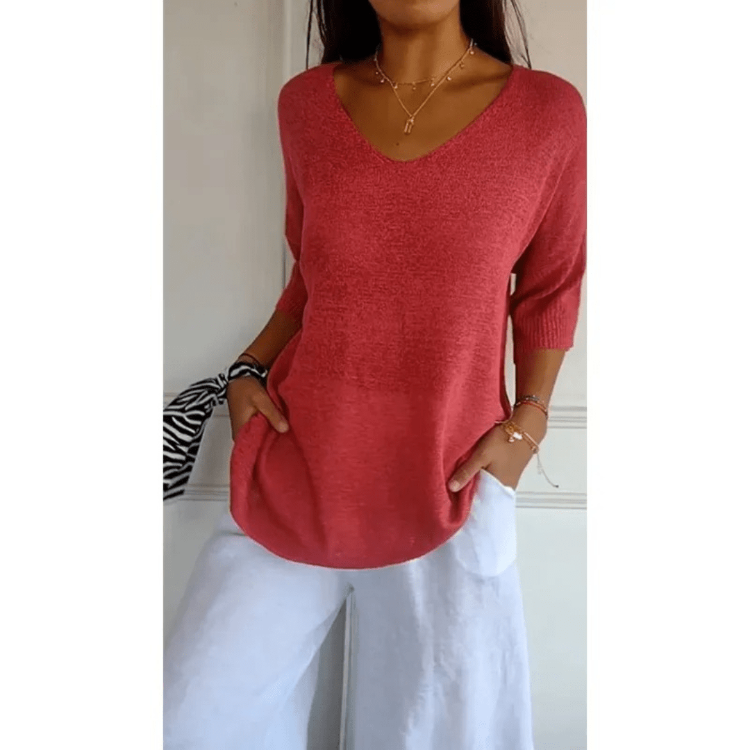 Image of Libby | Women's V-Neck Relaxed Fit Tunic Top