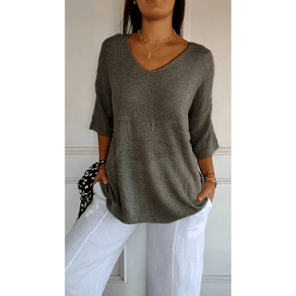 Image of Libby | Women's V-Neck Relaxed Fit Tunic Top