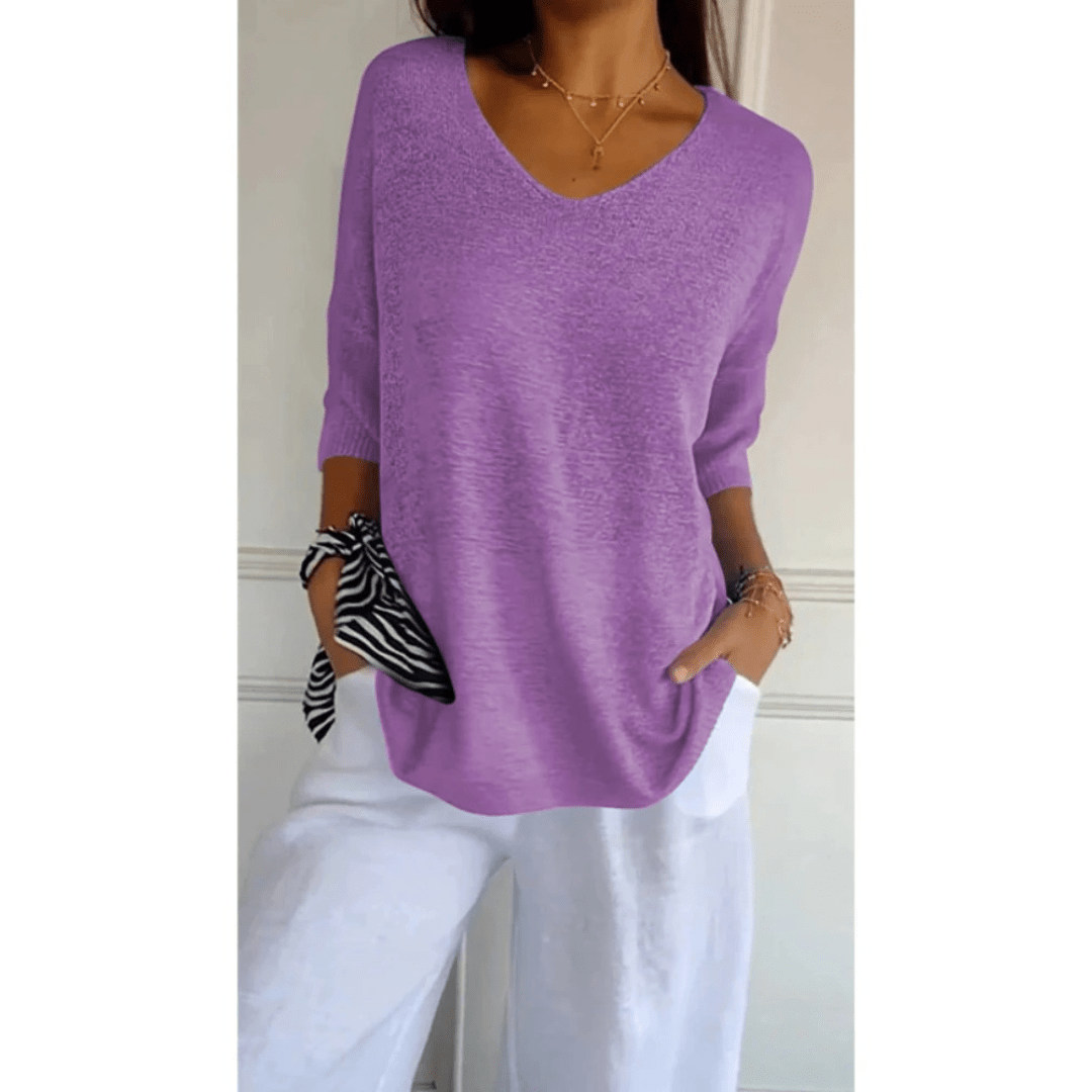 Image of Libby | Women's V-Neck Relaxed Fit Tunic Top