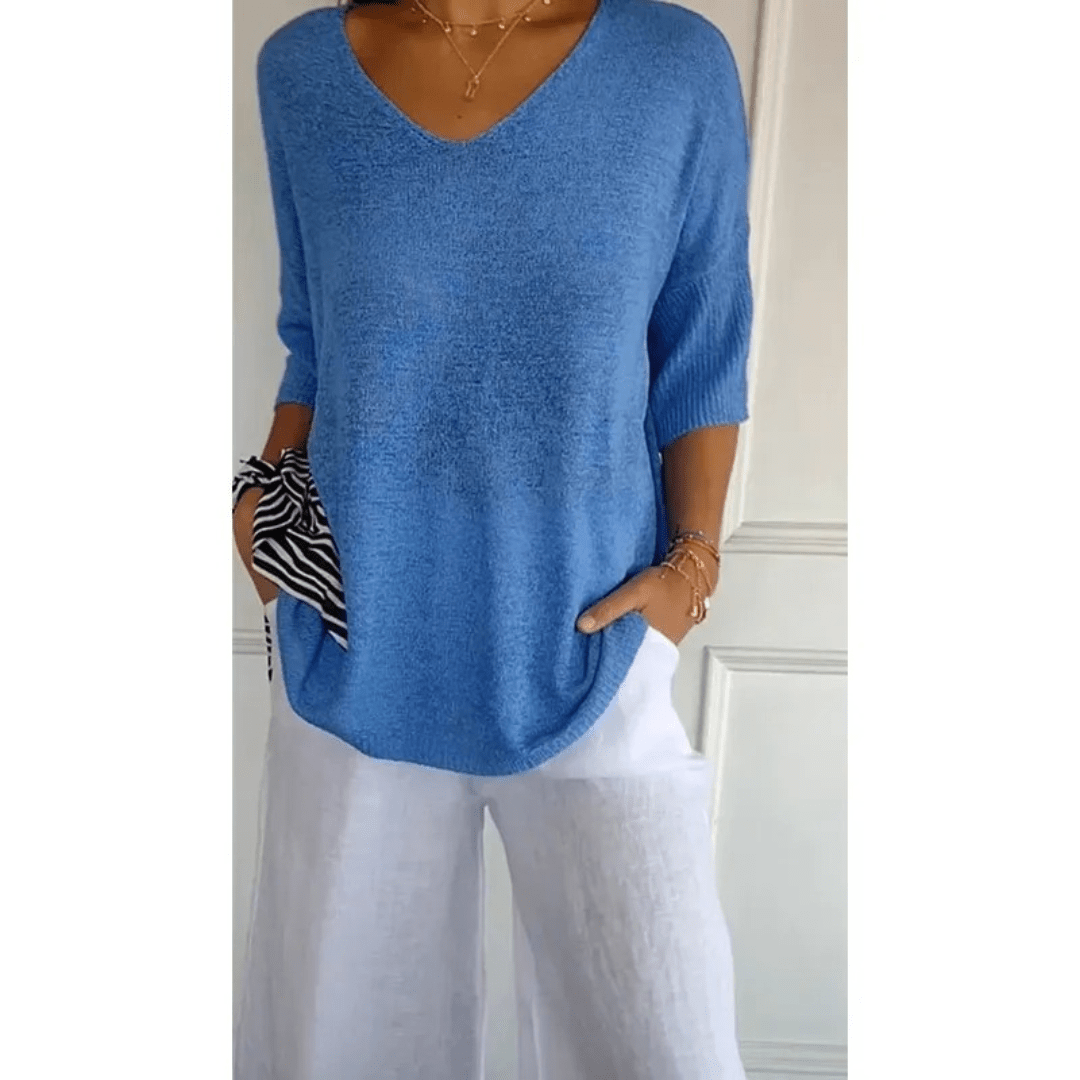 Image of Libby | Women's V-Neck Relaxed Fit Tunic Top