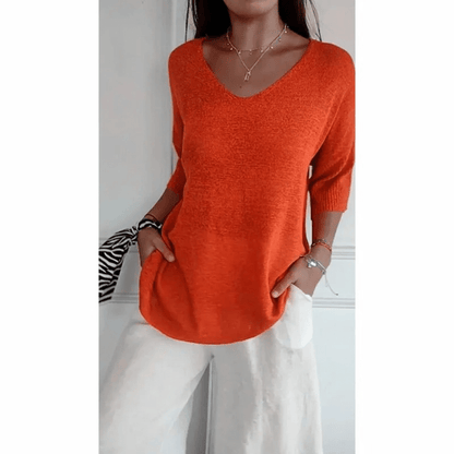 Image of Libby | Women's V-Neck Relaxed Fit Tunic Top