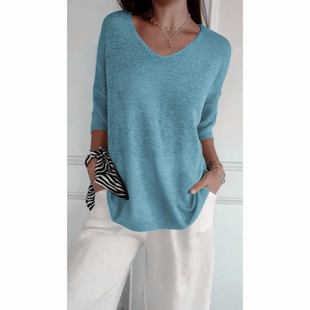 Image of Libby | Women's V-Neck Relaxed Fit Tunic Top