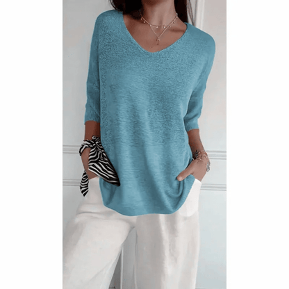 Image of Libby | Women's V-Neck Relaxed Fit Tunic Top