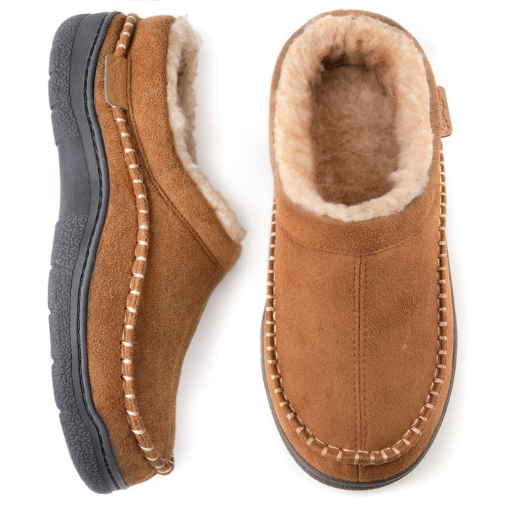 Lined Men's Slippers With Sturdy Sole