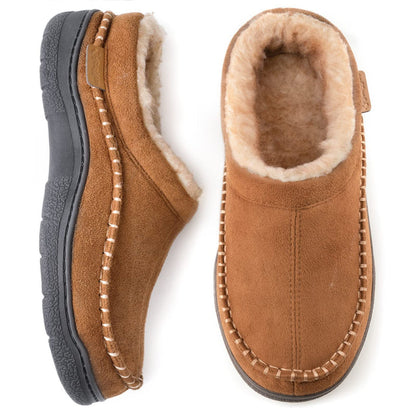 Lined Men's Slippers With Sturdy Sole