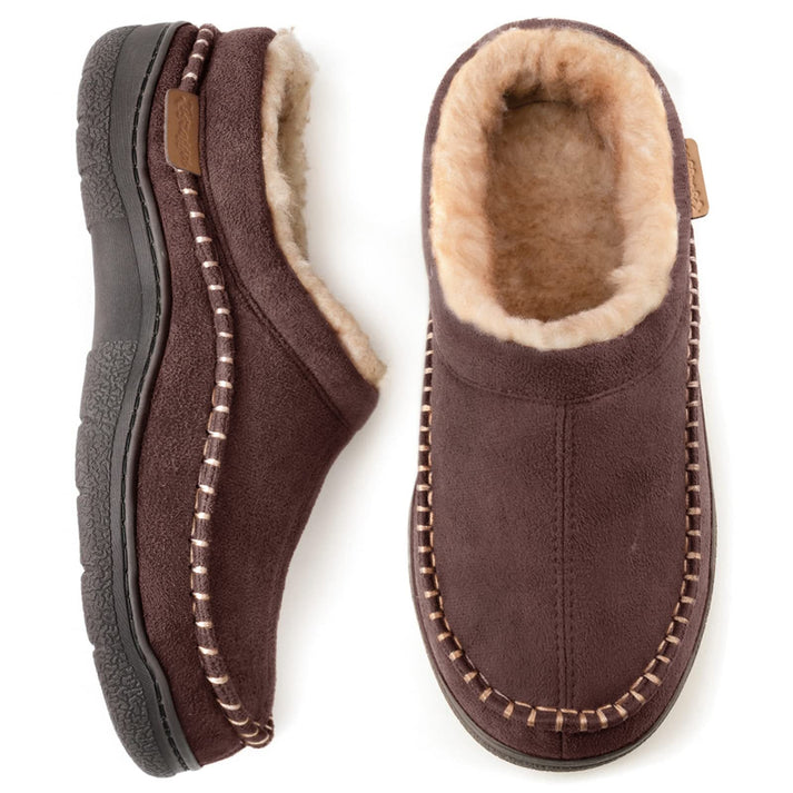 Lined Men's Slippers With Sturdy Sole