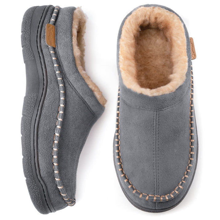 Lined Men's Slippers With Sturdy Sole
