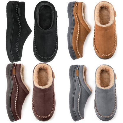 Lined Men's Slippers With Sturdy Sole