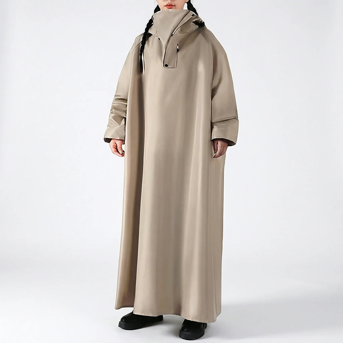 Long Hooded Riding Rain Jacket