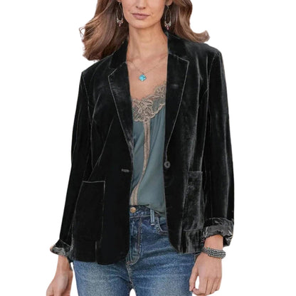 Long-Sleeve Blazer with Lapel Collar and Pockets