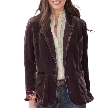 Long-Sleeve Blazer with Lapel Collar and Pockets