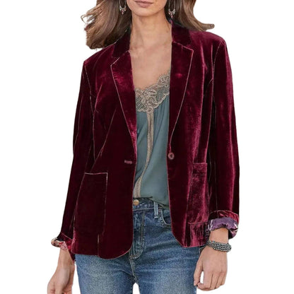 Long-Sleeve Blazer with Lapel Collar and Pockets