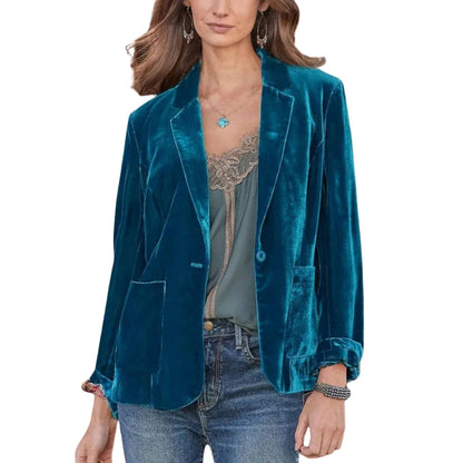 Long-Sleeve Blazer with Lapel Collar and Pockets