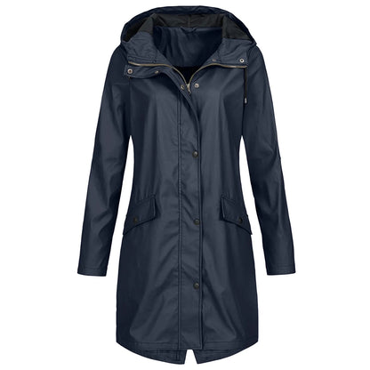 Long Waterproof Hooded Raincoat