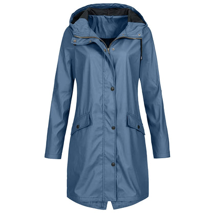 Long Waterproof Hooded Raincoat