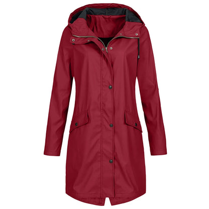 Long Waterproof Hooded Raincoat