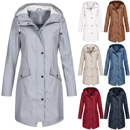 Long Waterproof Hooded Raincoat