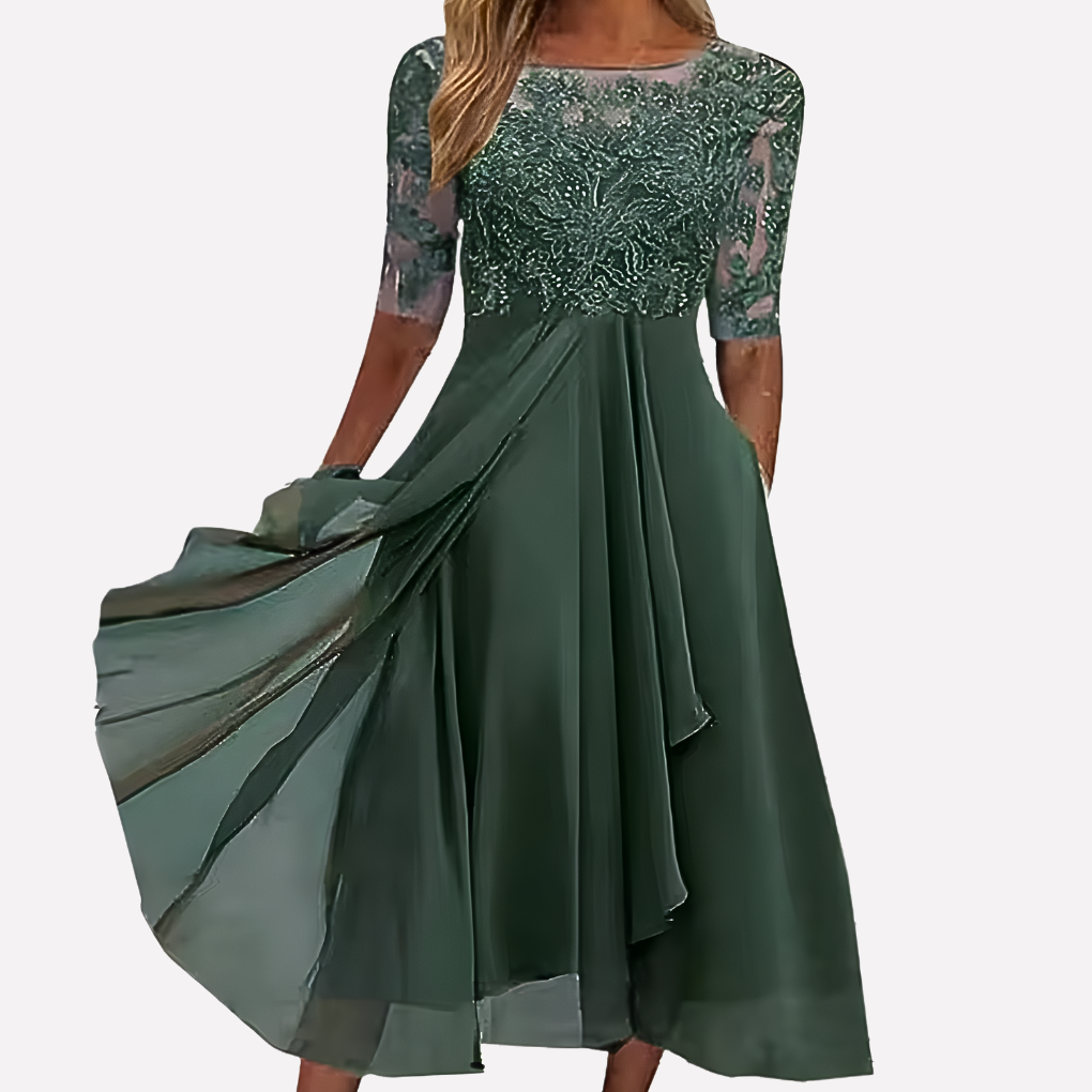 Image of Lori | Women's Lace A-Line Midi Dress