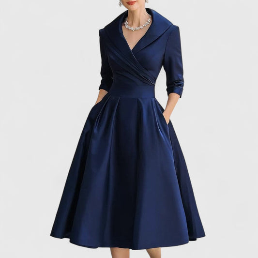 Image of Lucille | Women's V-Neck A-Line Midi Dress