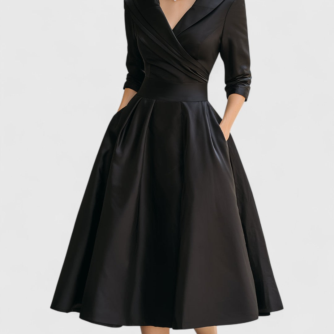 Image of Lucille | Women's V-Neck A-Line Midi Dress