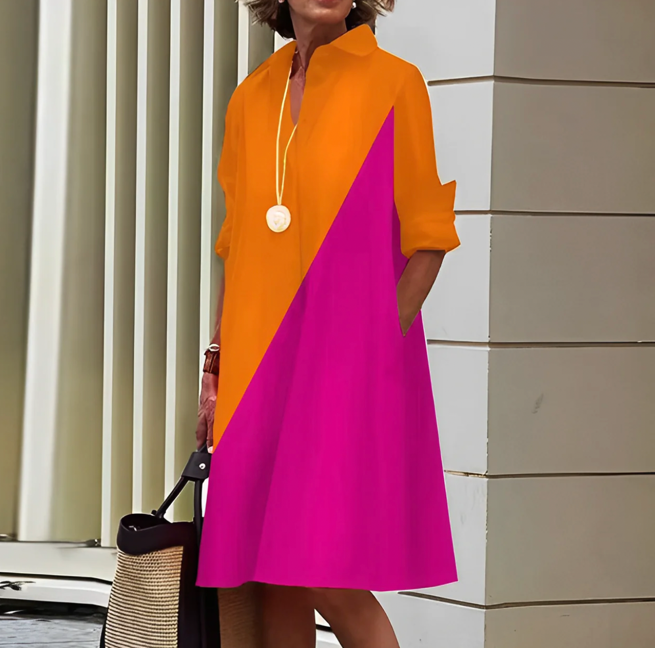 Image of Madeline | Women's Long Sleeve A-Line Midi Dress