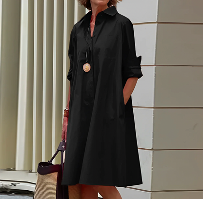 Image of Madeline | Women's Long Sleeve A-Line Midi Dress