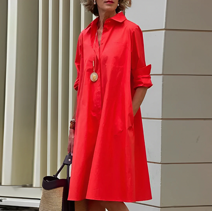 Image of Madeline | Women's Long Sleeve A-Line Midi Dress