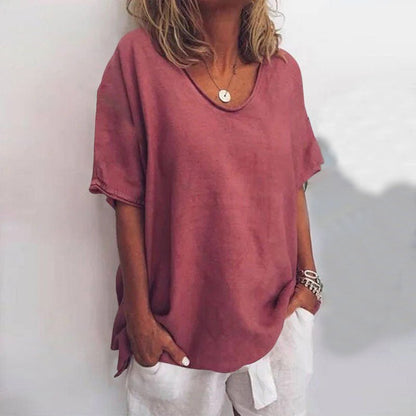 Image of Marcia | Women's Oversized V-Neck Blouse