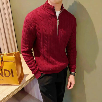 Marco | Men's Zip-Up Cable Knit Sweater - Image 1