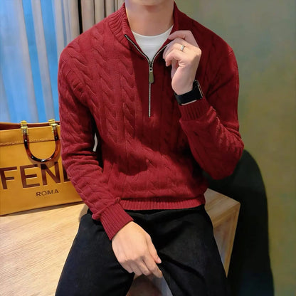 Marco | Men's Zip-Up Cable Knit Sweater - Image 3