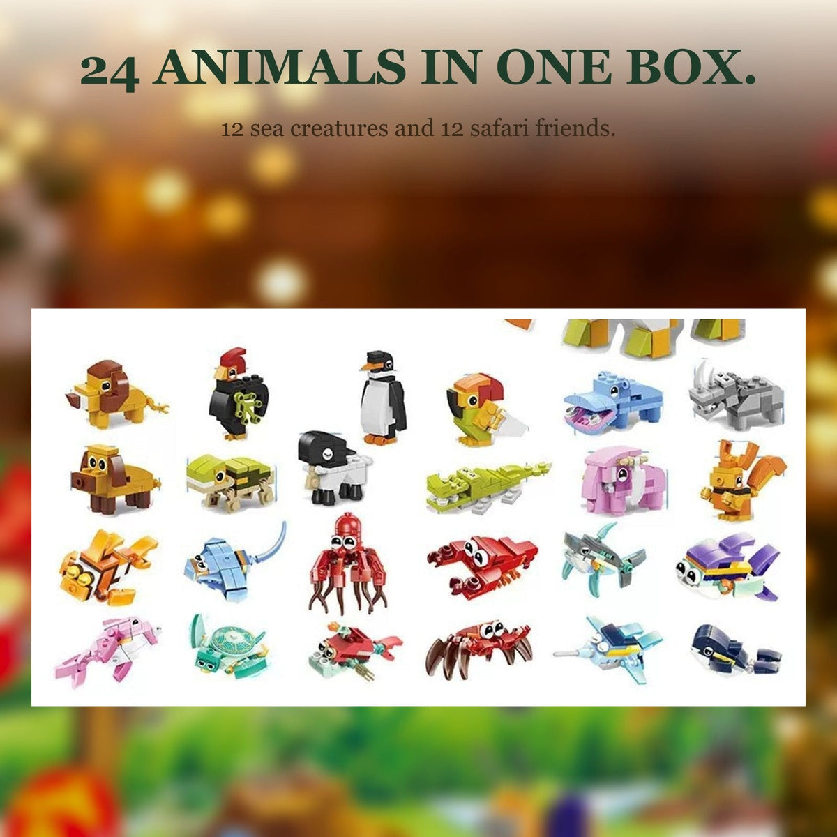 Marine Life Advent Calendar, 24 Brick Animals and a Big Sea Creature Build