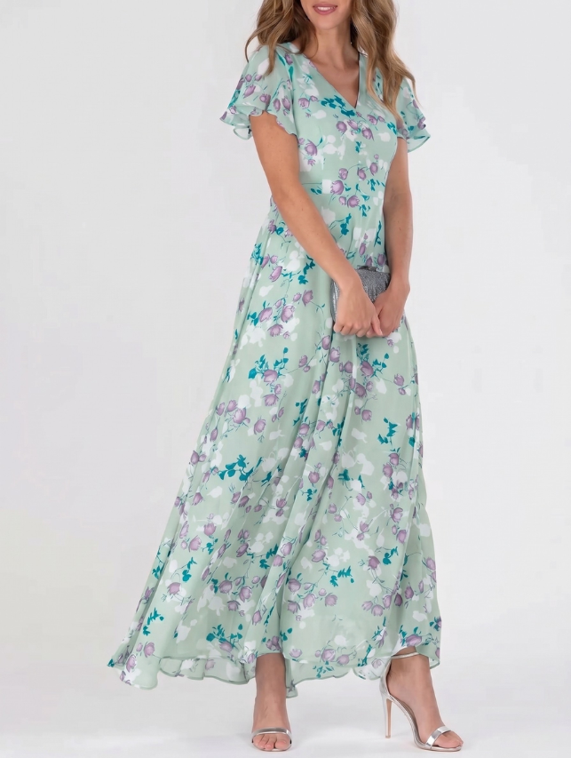 Marit | Elegant Floral V-Neck Maxi Dress - Image 1
