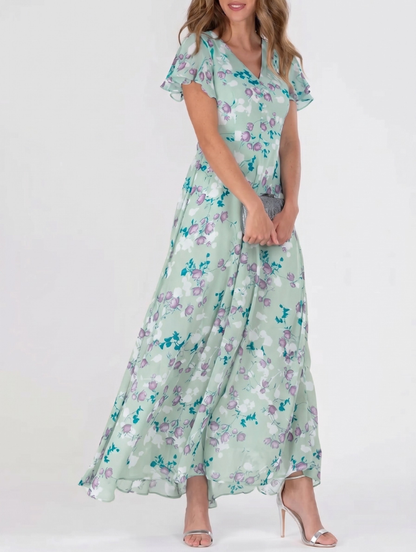 Marit | Elegant Floral V-Neck Maxi Dress - Image 1