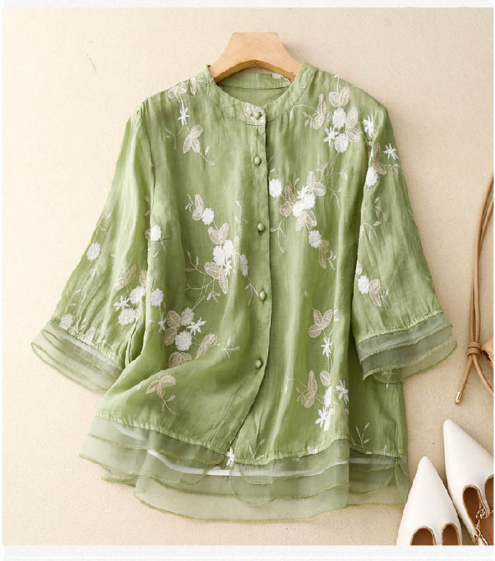 Image of Maureen | Women's Button-Down Floral Blouse