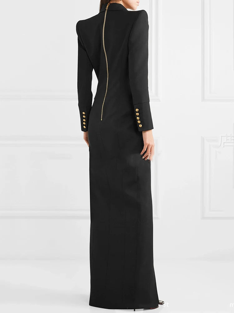 Mckenzie | Women's V-Neck Blazer Maxi Dress - Image 3